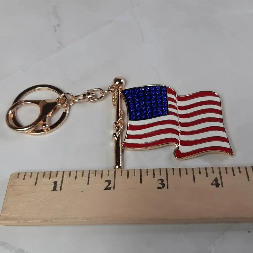 Waving American Flag Keychain